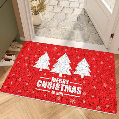 New Christmas Door Mat Household Entrance Door Earth Removing Mat PVC Cartoon Wire Ring Non-Slip Carpet