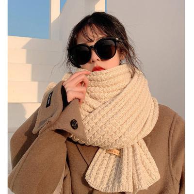 2022 New Korean Style Solid Color Handmade Gift Christmas Scarf For Women Winter Thickened All-Matching Knitted Wool Scarf For Men