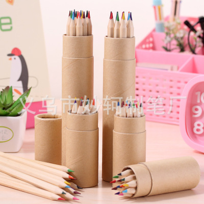 Ouze Stationery Wood Color Lead 12 Color Kraft Paper Tube Color Pencil