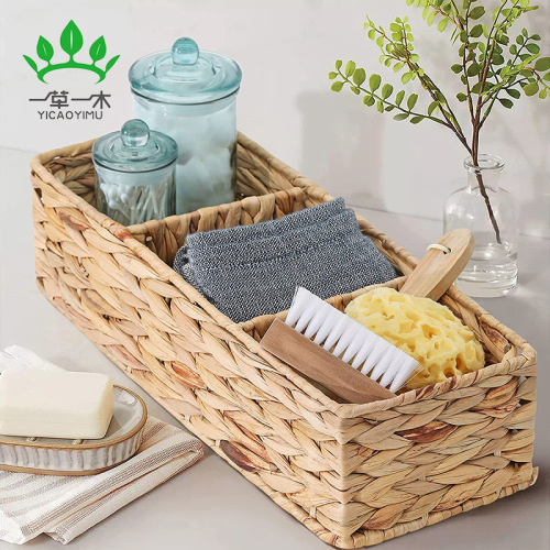 amazon hot sale water hyacinth storage box straw frame water hyacinth storage basket woven sundries storage basket