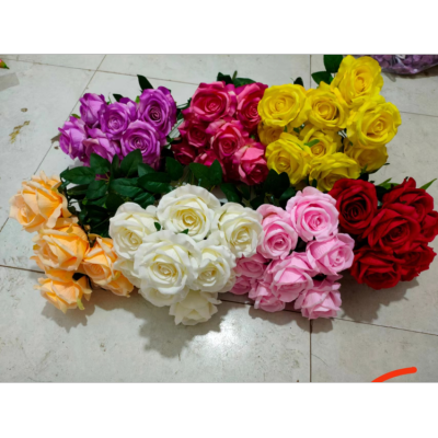 10-Head Flannel Rose Artificial Flower Home Decoration Wholesale Artificial Flower Artificial Flowers