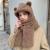 Scarf New Bear Cap with Ears Women's Winter All-Matching Warm Gloves Hat Scarf Integrated Three-Piece Set Scarf