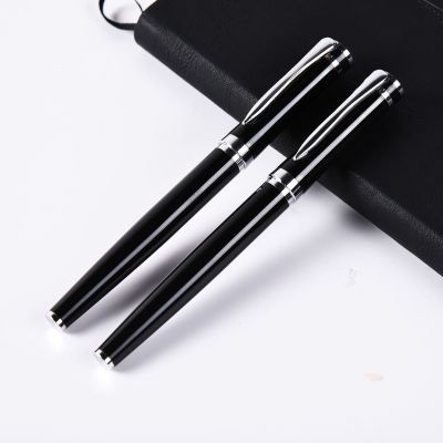 Advertising Gift Pen Office Signature Pen Black Bright Metal Ball Point Pen 0.5mm Insert Metal Gel Pen