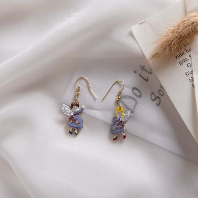 Hedi Clara Asymmetric Drip Glazed Fun Indie Pop, Sweet and Cute Korean Fashion Earrings Ear Studs Ear Clip Earrings
