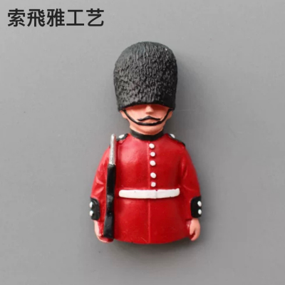 Tourist Souvenir British Resin Refrigerator Magnet London Palace Guard Soldier Telephone Booth Creative Three-Dimensional Crafts