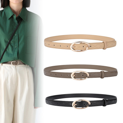 New Korean Style Thin Belt Xiaoxi Decorative Windbreaker Dress Women's Belt Simple Golden Pin Buckle with Small Belt