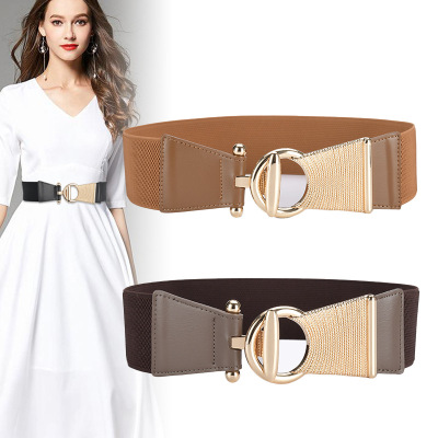 Online Best-Selling Product Belt Women's Elastic Decoration down Jacket Wide Belt Women's Dress with Waist Girdle Outer Girdle
