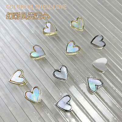 Internet Celebrity Best-Selling Nail Beauty Natural Shell Heart-Shaped Accessories Real Gold Color Retention Magic Color Original Shell Fingernail Decoration G-3931