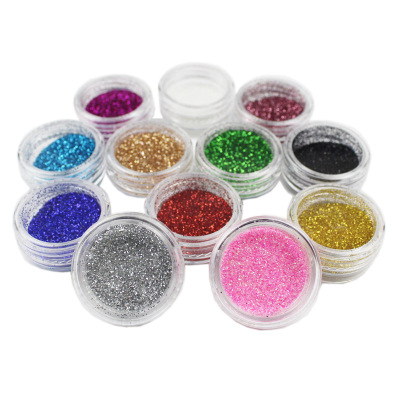 Manicure Fine Powder Twelve-Color Magic Color Gradient Laser Glitter Glitter Powder Sequins Export Materials DIY Text Toys
