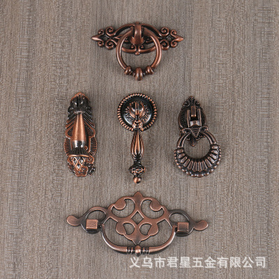Retro Red Bronze round Small Door Ring Auxiliary Head Ring Door Cymbal Antique Chinese Style Handle Drawer Handle