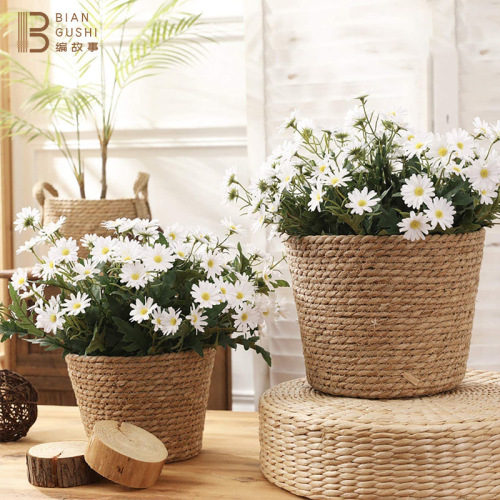 wholesale straw and rattan woven flowerpot flower basket creative home potted balcony living room interior succulent woven flower pot coats