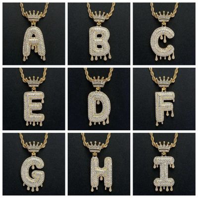 Europe and America Cross Border ABC New Crown 26 English Letters Zircon Micro-Inlaid Simple Pendant Necklace Fashion Ornament