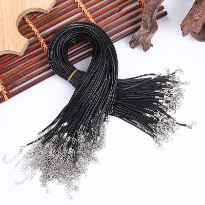 Ornament Accessories DIY Necklace Rope Lobster Buckle Leather Rope Korean Wax Cord Necklace Rope Black Leather Rope Leather Rope Pendant Rope Wax Leather Rope Leather Rope