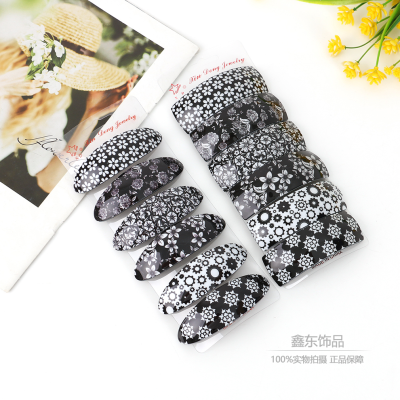 Simple Black Pattern Bohemian Style Acrylic Barrettes Fashion Word Clip Spring Clip Updo Hair Side Clip Wholesale