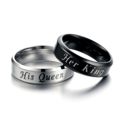 Her King His Queen Couple Ring European and American Stainless Steel Ring Wholesale Cross-Border Hot Ornament