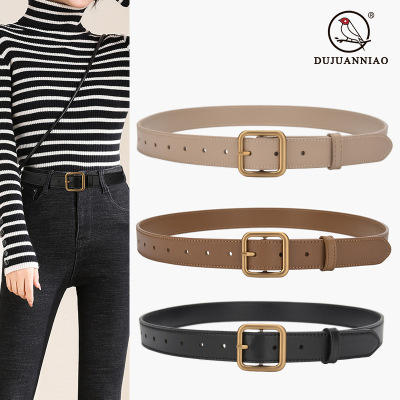 Women's Belt Casual All-Match Decoration with Jeans Suit Genuine Leather Fashion Pants Belt Female Black Factory Direct Sales