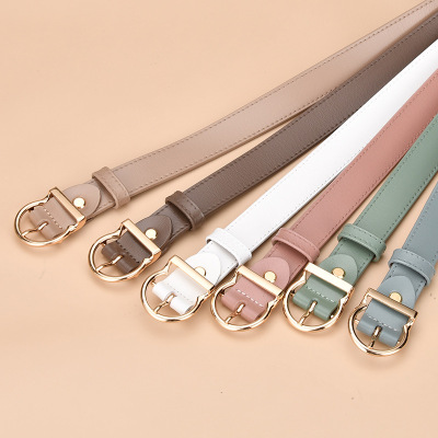 New Women's Leather Belt Retro Easy Matching Cowhide Pin Buckle Belt Female Decorative Band Jeans Strap Wholesale