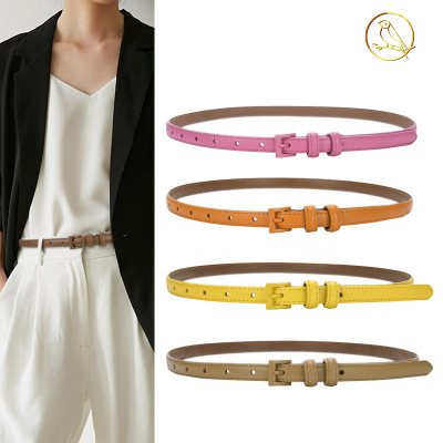 Women's Leather Paint Pin Buckle Belt Fashion All-Match Decoration 2022 New Thin Belt with Suit Pants Ins Trendy