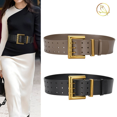 Three Breasted Belt Extra Wide AliExpress European and American Coat Wide Waist Seal Personality Decorative Pin Buckle Fashion Women's Belt