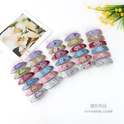 Cute Sweet Printed Chinese Style Headdress Crocheted Pastoral Sweet Cool Fashion Hair Accessories Barrettes Clip Spring Clip