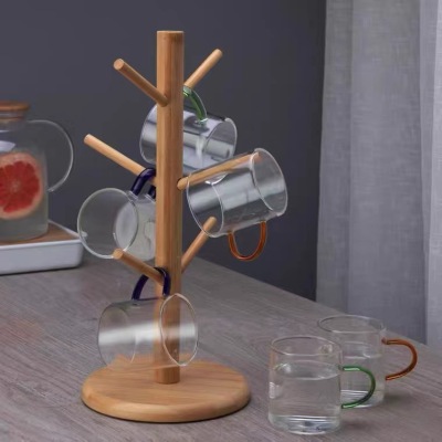 Wholesale Household Bamboo Cup Holder Creative Storage Rack Water Cup Hanger Upside down Draining Rack Cup Holder