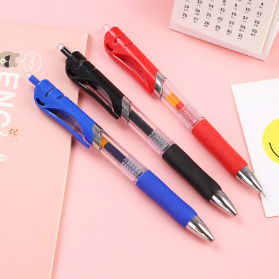 Creative Press Gel Pen Large Capacity Press Ball Pen Learning Office Stationery Signature Pen Black Red Blue K35 Pen