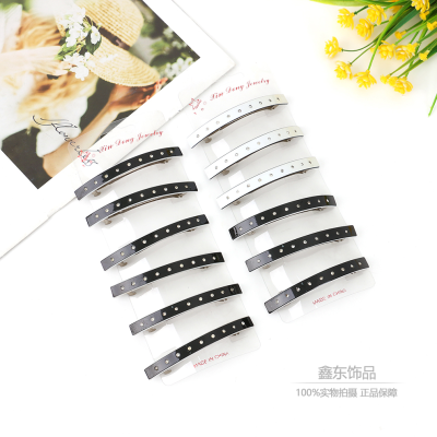 French Simplicity Rhinestone Acetate Rectangular Barrettes Elegant Elegant Spring Clip Ponytail Clip Letter Hairpin for Women
