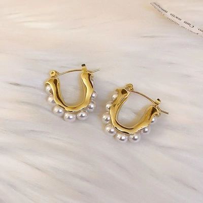 Foreign Trade in Stock Fashion Commuter Ear Buckle Korean Dongdaemun Niche High-Grade Temperament All Match Pearl Earrings