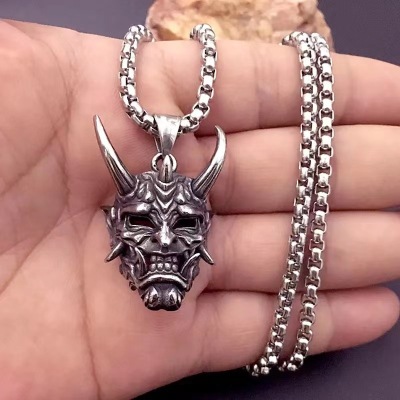 Summer Japanese Street Punk Pendant Necklace Wholesale Male Ghost Mask Halloween Day Horror Jewelry Gift