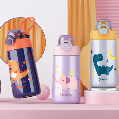 Aikesi Lezi Children's Thermos Mug Cartoon Cute Portable Water Cup Korean Style Male and Female Student Couple Bounce Cup with Cover