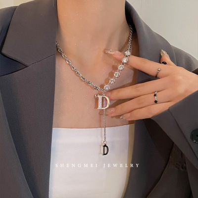 Light Luxury Minority Design Letter D Clavicle Chain Female 2022 New Fashion Trendy High Sense Online Influencer Necklace Accessories