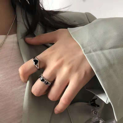 European and American Dark Retro Love Ins Cold Style Niche Ring Female Refined and Simple High Sense All-Match Earrings Fashion