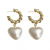 Korean Pearl Heart C- Shaped Earrings Women Ins Niche Design Retro Temperamental Cold Style Ear Studs Earrings