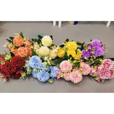 7-Head Hydrangea Needle Chrysanthemum Artificial Flower Small Bouquet Decoration Wedding Hom Decoration   Silk Flower