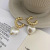 Korean Pearl Heart C- Shaped Earrings Women Ins Niche Design Retro Temperamental Cold Style Ear Studs Earrings