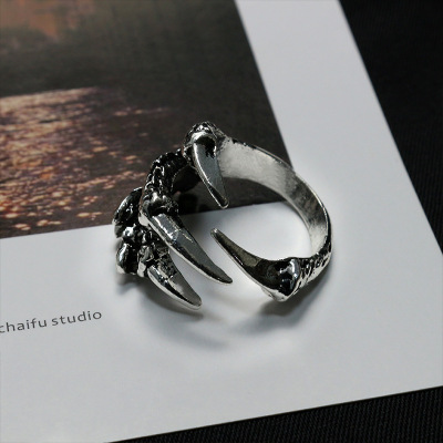 Fashion Vintage Ring Skull Claw Ring Domineering Trendy Men's Personalized Opening Dragon Claw Ring Eagle Claw Ring