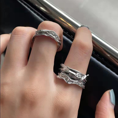 INS Irregular Opening Adjustable Ring Men and Women Trendy Niche Temperamental Cold Style Personality Couple Ring