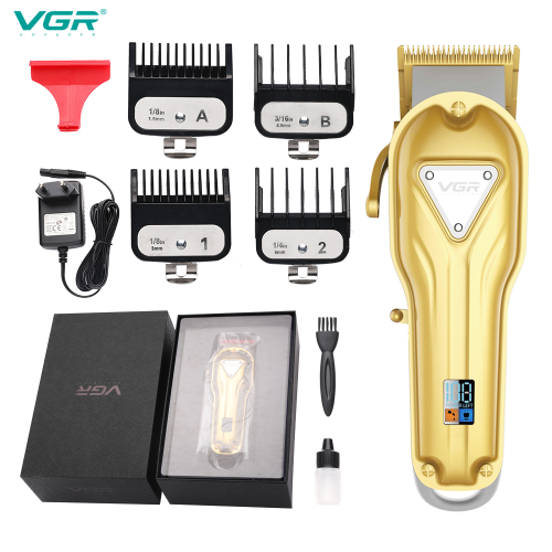 Vgr134 Metal Electric Clipper Rechargeable Cross-Border Hair Clipper High Power with LCD Oil Head Clippers outside Hair Scissors