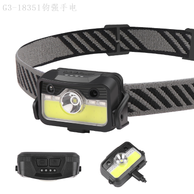 New XPG + Cob Lightweight Sensor Headlamp Built-in Battery Type C- USB Charging Sensor Biswitch Headlamp
