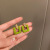 Silver Needle Fresh Matcha Green Geometric Heart Shape Flower Earrings Korean Trendy Elegant Earrings New Earrings