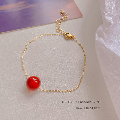 Foreign Trade Red Agate Pendant Necklace Female Jequirity Bean Turn Bracelet 2022 New TikTok Same Style Bracelet Accessories