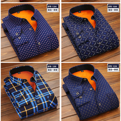 middle-aged and elderly men‘s double-sided velvet shirt warm plaid double-sided velvet shirt men‘s flannel warm shirt stall