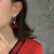 Christmas Red Earrings Women's Festive Flocking Earrings Pearl Bow Stud Earrings Retro Temperament Autumn and Winter Earrings for Bride