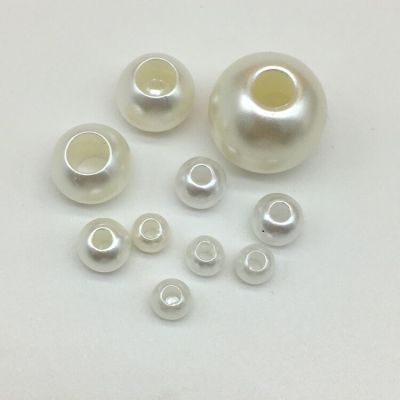 Big Hole Pearl Straight Hole Beads through Hole Scattered Beads Beige Imitation Pearl Purse Accessories DIY Ornament Accessories