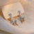 Silver Needle Pearl Diamond Bow Earrings French Fashion Hanging on Back of Ear Design Ear Studs Niche Ins Frosty Style Earrings