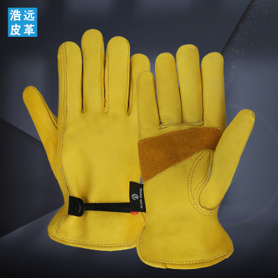 For Cross-Border Gloves Factory Labor Protection Supplies Wholesale Hy018 First Layer Cowhide Gloves Driver Protective Labor Protection Gloves