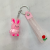 Creative Cartoon Rabbit Flexible Rubber Key Chain Rabbit Stereo Doll Pendant