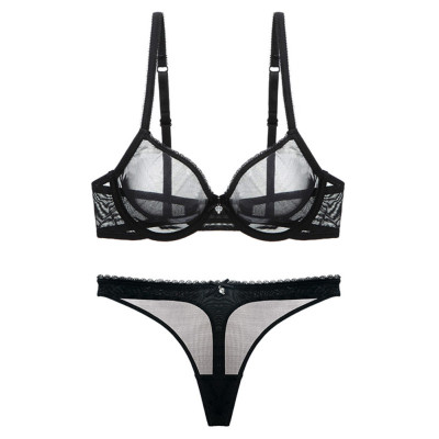 Varsbaby Summer New Mesh Lace Bra Set T-Shaped Panties Cross-Border E-Commerce AliExpress Amazon EBay