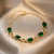 Real Gold Electroplated Emerald Crystal Bracelet Female Light Luxury Personality Trendy Zircon Exquisite Online Influencer Refined High-Grade Bracelet