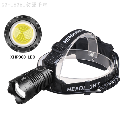 Amazon New Xhp360 Headlamp Micro/TYPE-C Dual-Use 36-Core Strong Light Long-Range Headlamp with Output